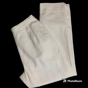 Talbots Petites Pants Size 10 White Lined Side Zip Straight Leg Cotton Trousers
